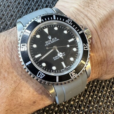 20mm GRAY Vulcanized Caoutchouc  rubber Strap ROLEX sub Older Datejust Watches