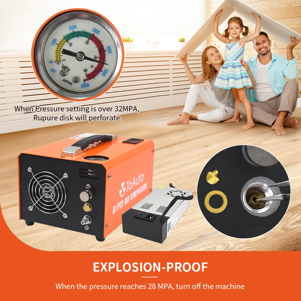 Upgraded 30MPA Electric PCP Air Pump Compressor Airgun Rifle 12V High Pressure - Image 4 of 4