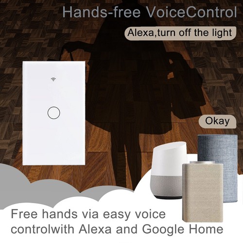【Paquete de 2】Interruptor de luz táctil de pared inteligente WiFi para aplicación Alexa/Google/Tuya/Smat Life - Imagen 5 de 9