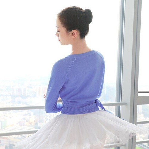 Women Ballet Dance Lace-up Coat Ballet Overall Wrap Sweaters Teen Ballerina - Picture 4 of 19