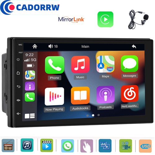 Doble Din 7” Estéreo Coche Pantalla Táctil Radio Coche Apple CarPlay Android Automático BT FM - Imagen 1 de 14