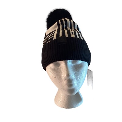 Karl Lagerfeld Paris Women\'s Black & White Beanie Faux Fur Pom NWT Warm and Cozy Karl Lagerfeld Paris Women main image 2