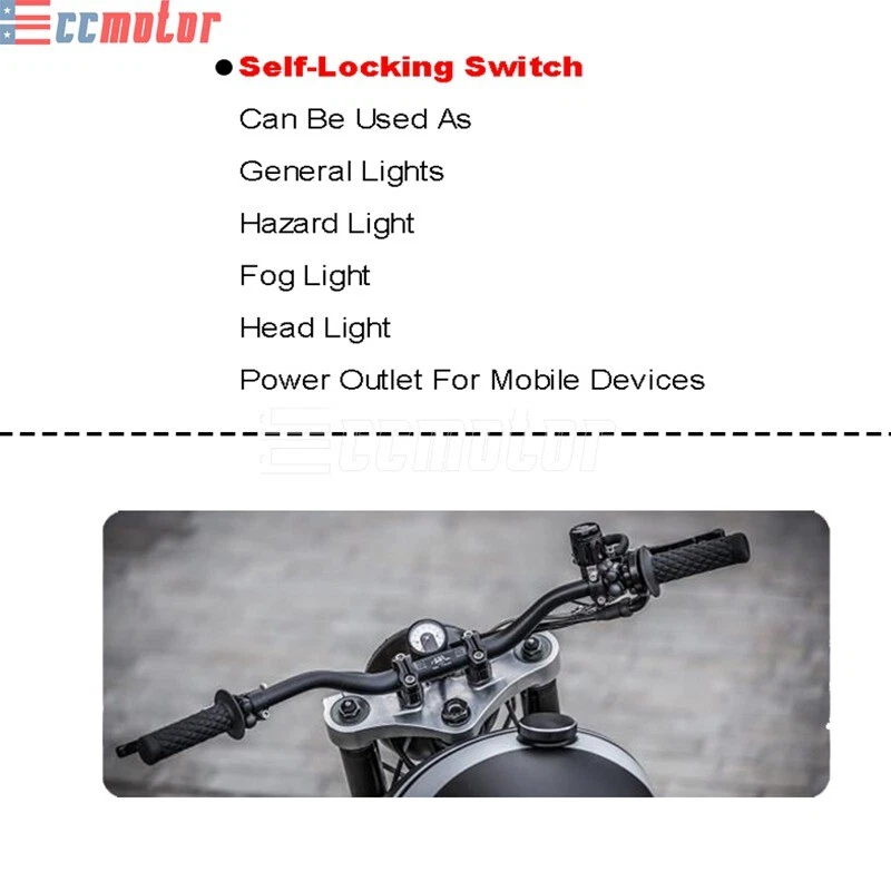 Interruptor de bocina de manillar universal pestillo interruptor de botón autobloqueante para barra de 1" 25 mm Foto 2 de 4
