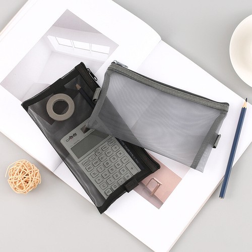 Pencil Case Pen Bag Transparent Mesh Zipper Clear Cosmetic Stationery Holder LOT - Picture 10 of 22