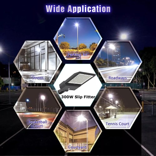 2PC 300W Street Light with Dusk to Dawn Photocell for Parking Lot Sports Stadium - Picture 23 of 24