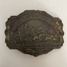 Vintage Wells Fargo Mining Co. Arizona New Mexico Express Belt Buckle 3 1/2
