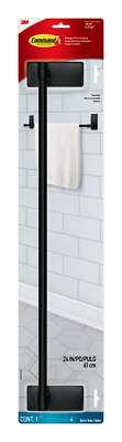 Command Bath Matte Black Towel Bar 2 Large Strips Sturdy Durable Easy To Install