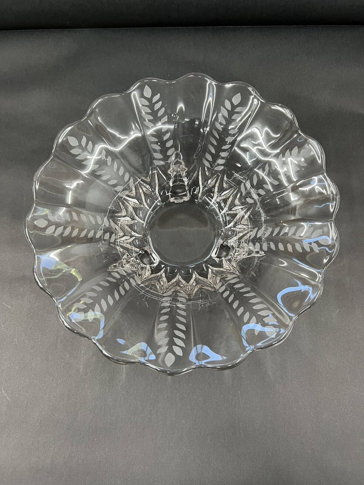 Fostoria Victorian Lady Three Footed Acid Etched Glass Serving Bowl Pink