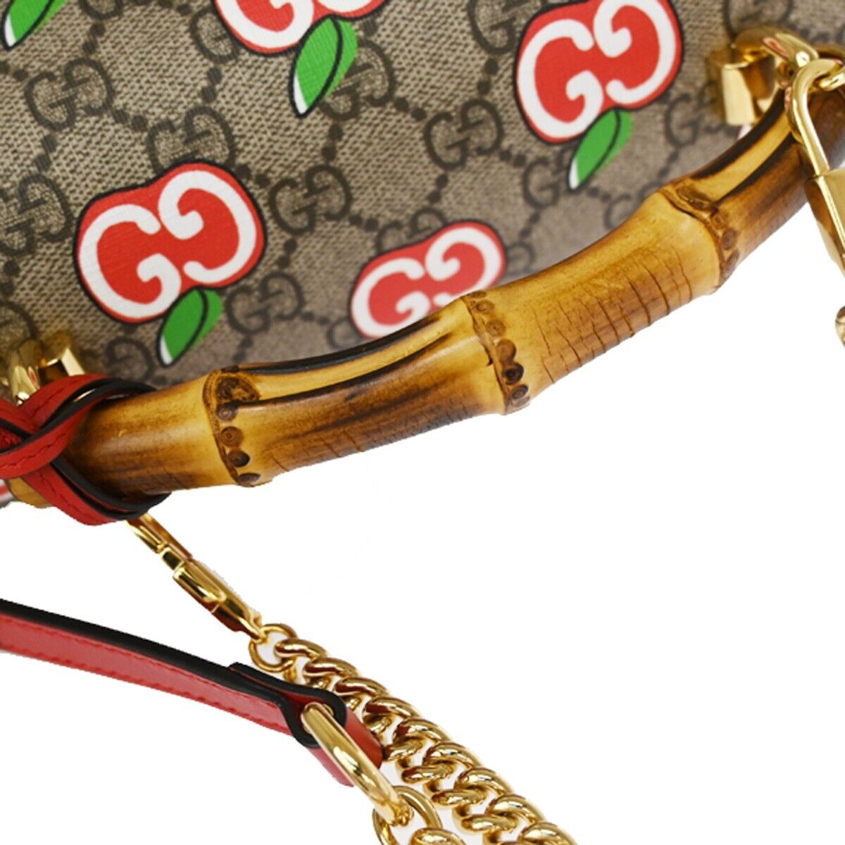 GUCCI Apple Small Bamboo 2Way Chain Shoulder Hand Bag GUCCI Apple Small Bamboo 2Way Chain Shoulder Hand Bag
