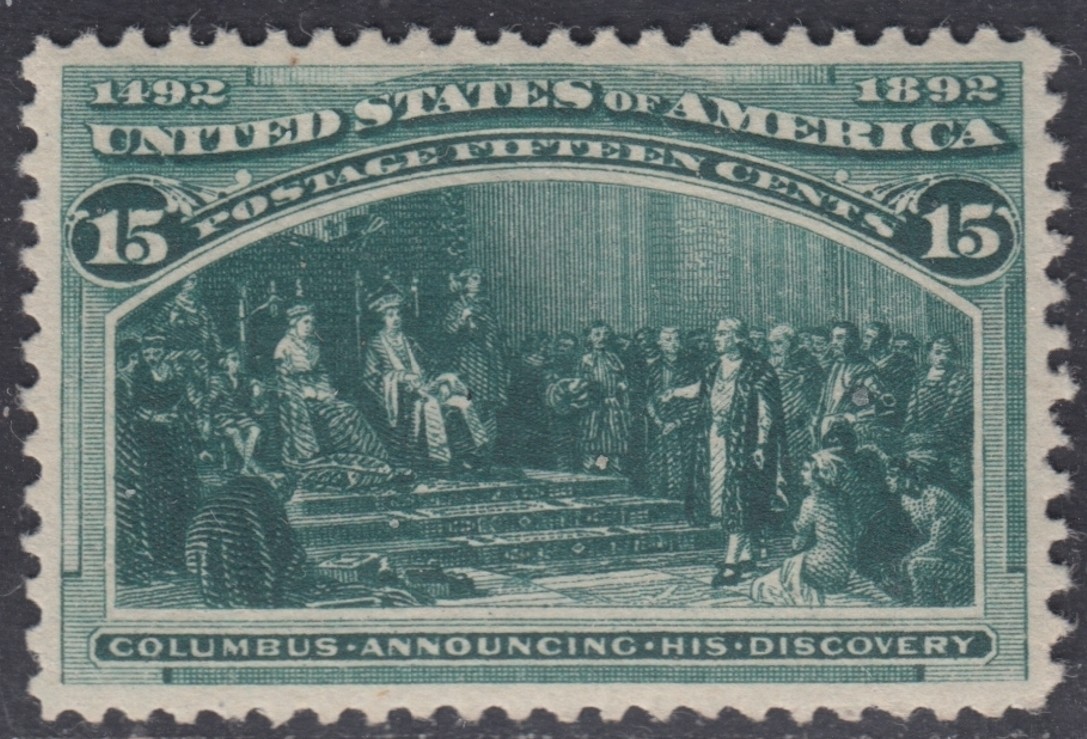 USA Scott #238 15ct Columbian Mint LH XF-S Centering GEM CV $225
