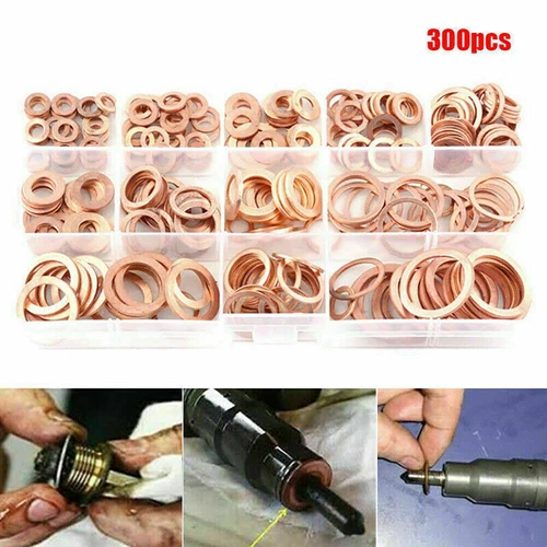 300/400 STCK. Massives Kupfer Quetschscheibe Dichtungssatz Flach O-Ring Dichtung Sortiment Kit - Bild 4 von 12
