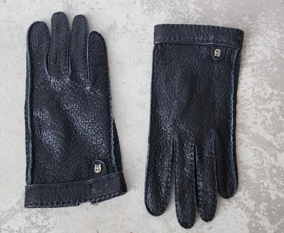 Vintage ETIENNE AIGNER Black Gloves All Leather Size 8.5 XL