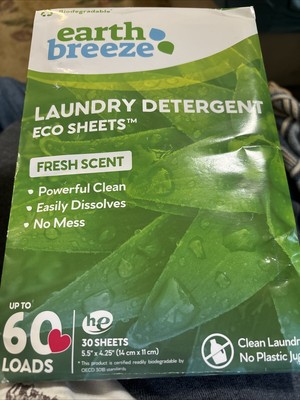 2 Pack Earth Breeze Laundry Detergent Fresh Scent (60 Loads w/30 Sheets in Each)