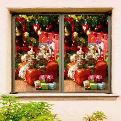 3D Gift Box O211 Christmas Window Film Print Sticker Cling Stained Glass Xmas Fa - Bild 1 von 11