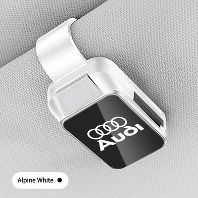 Auto Sonnenblende Sonnenbrille Clip Brille Aufbewahrung Halter Weiß/Schwarz für Audi A3 A4