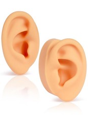 2 Pcs Soft Silicone Ear Model, Left and Right Flexible Fake for Medium