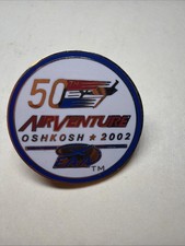 Vintage Lapel Hat Pin 50th Air Venture Oshkosh 2002 EAA Air Plane Aviation