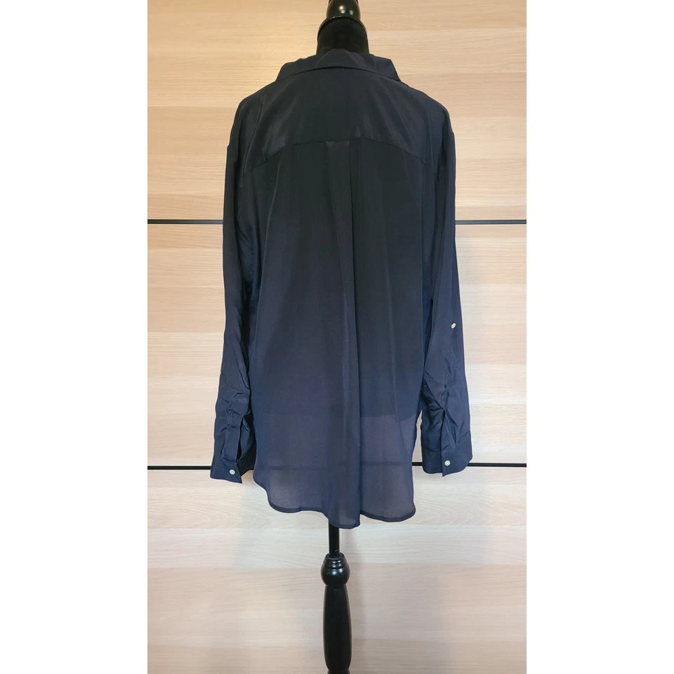 Camisa Banana Republic Mujer Twee Seda Transparente Talla XL Pestaña Enrollable Preppy Trabajo Lujo Foto 4 de 4
