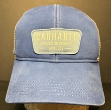NEW NWOT Carhartt Canvas Hat Workwear Patch Snapback Adjustable Trucker Cap Blue