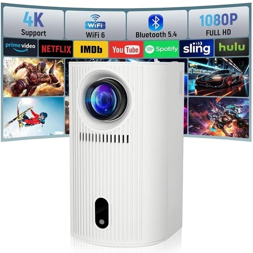 4K Mini Beamer Projektor 1080P Tragbarer Videoprojekto WiFi Bluetooth Heimkino