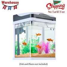 2-Gallon LED Glass Aquarium w/ Temperature Display, Adjustable 7-Color Lighting