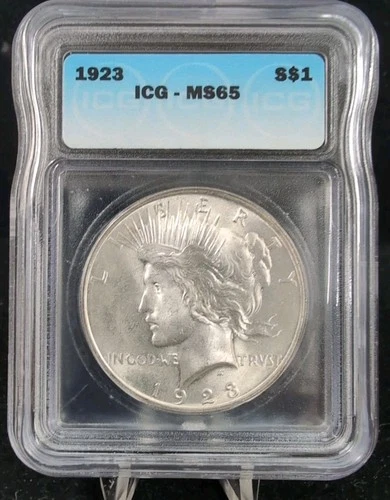 1923 $1 Peace Silver Dollar ICG  MS65  #6228