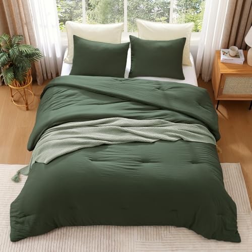 Queen Comforter Set - 3 Pieces Prewashed Comforter Queen(90"*90") Deep Forest - Bild 6 von 7