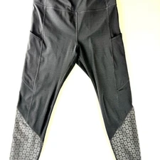 ZYIA Active Black Flower Power Luxe High Rise 7/8 Leggings Size M