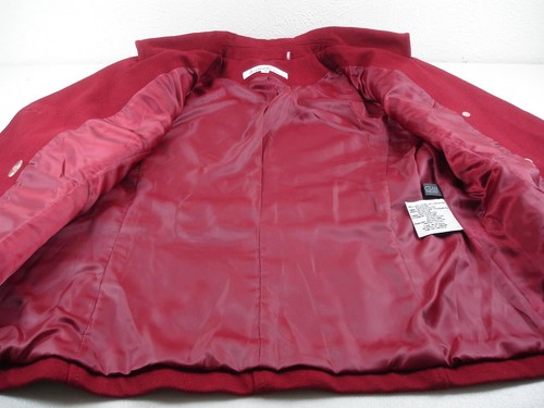 Women's 14 Kenneth Cole New York Garnet Red Double-Breasted Military Trench Coat - Picture 14 of 21