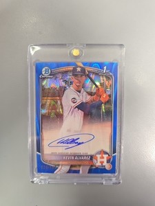 2025 BOWMAN CHROME KEVIN ALVAREZ BLUE RAYWAVE /150 1ST BOWMAN AUTO Needs A Home