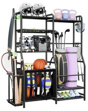 Garage Sports Equipment Organizer, Golf Bag Storage Rack, Heavy Duty Ball Hol...