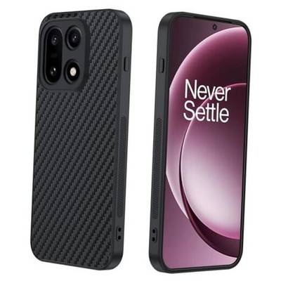 5G Case: Slim Thin Carbon Fiber Classic Design PU Leather for OnePlus 15 Black