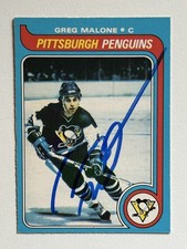 Greg Malone 1979-80 O-Pee-Chee #9 signed auto autographed Pittsburgh Penguins