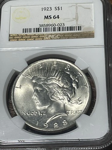 1923 Peace Dollar NGC MS 64 ** Nice Mint State Old US Silver $1 Coin