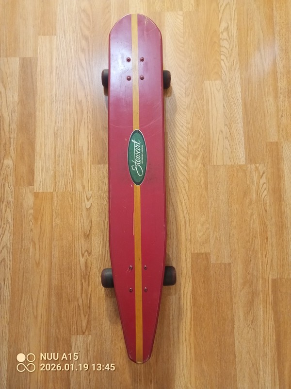 Stewart Surfboards Longboard Vtg 60s 70s Wooden W/Street Rage II Variflex Wheels