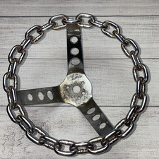 Vintage Lowrider Chain Link Steering Wheel 9 12 Wide 5 Deep Chrome 1970s Vintage Lowrider Chain Link Steering Wheel 9 12 Wide 5 Deep Chrome 1970s
