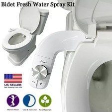Bidet Fresh Water Spray Kit Non Electric Toilet Seat Attachment with Dual Nozzle
