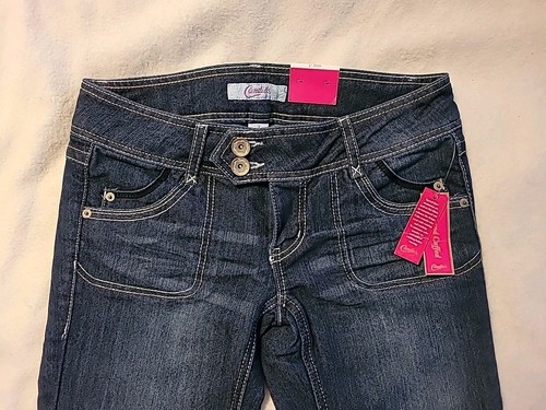 NEW Juniors sz 3 Candies Cool and Cuffed Denim Capris Double Button - Picture 2 of 16