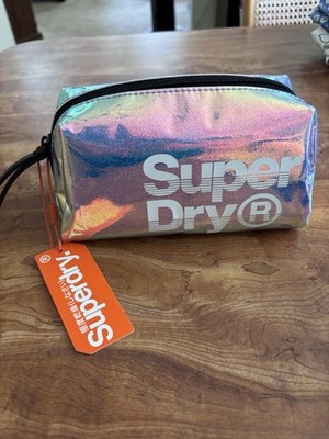 Superdry Women's Blue Holographic  Medium Cosmetic  Bag NWT
