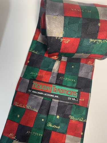 Hallmark Yule Tie Greetings Santa Golf Reindeer Poinsettia Red Tie Necktie Lot 3 - Picture 20 of 22