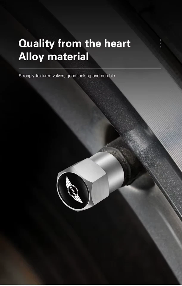 Set of 4 Dust Valve Caps For MINI Cooper S Works JCW R55 R56 R50 R53 R60 R61 F54 - Image 2 of 4