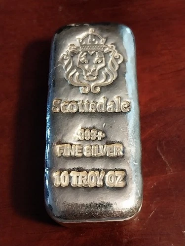10 Oz. Silver Bar ingot Scottsdale Mine.