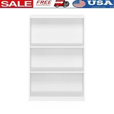 3-Shelf Bookcase Adjustable Storage Display Home Office Durable Easy Assembly US