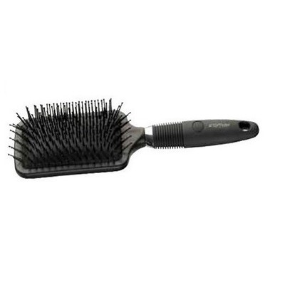 Comair Paddle Brush Square With Nubs, 13-Row Black With Rubber Cushion