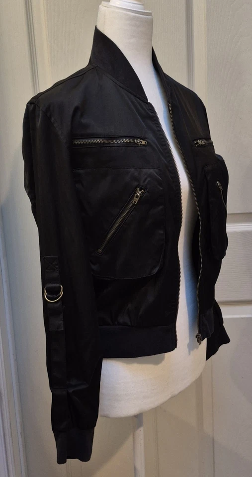 Jaqueta jeans Younique paraquedas cosplay militar LARP Rave anos 90 Y2K - Imagem 4 de 4