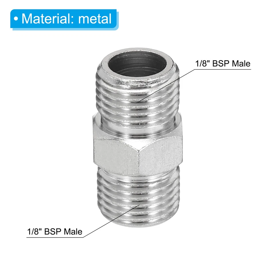 1/8 to 1/8 Air Brush Hose Adapter, 2PCS 1/8" BSP Male to 1/8" BSP Male - image 2 of 4