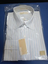 Michael Kors Mens Dress Shirt White With Blue Stripes Large 16 1/2 32/33 NWT