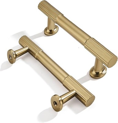 AsidRama Gold Metal Brushed Bar Pull Cabinet Handles Set of 2 Modern