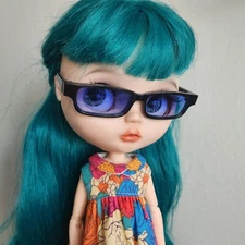 Blue Rectangular Frame Glasses for Blythe Sunglasses 1/6 Ooak BJD Accessory