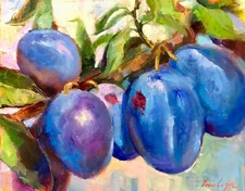 Plums Fruit original oil painting Plums still life impressionist  art 